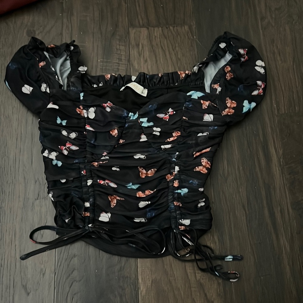 american threads butterfly crop top
